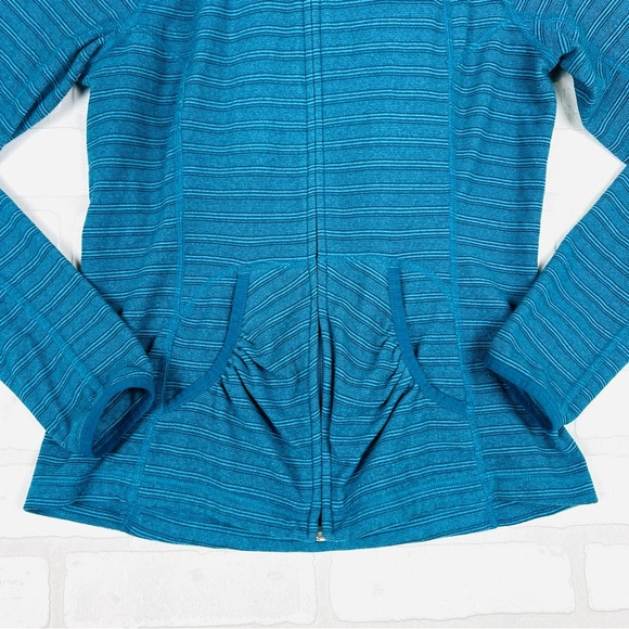 The North Face Fleece Small Women's Lightweight Full Zip Blue Stripe Jacket Teal - Picture 2 of 12